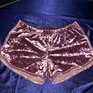 velvet rose gold booty shorts